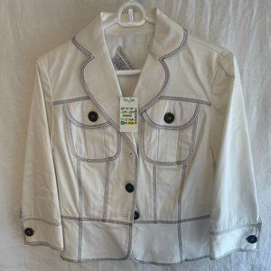 Maggy London Women's White with Black Stitching Jacket Size 4